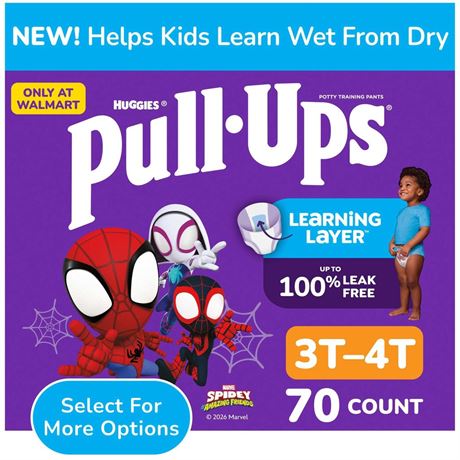 Pull-Ups Boys' Potty Training Pants, 3T-4T (32-40 lbs), 70 Count (Select for