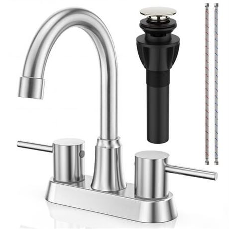 GPED Bathroom Faucets for Sink 3 Hole  4 Inch Sink Faucet W/ Pop up Drain and 2