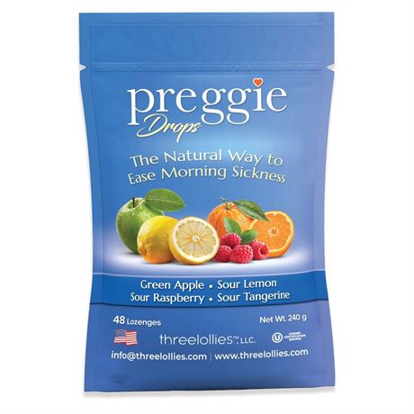 Three Lollies Preggie Pop Drops - 48 Lozenges - Ease Morning Sickness During