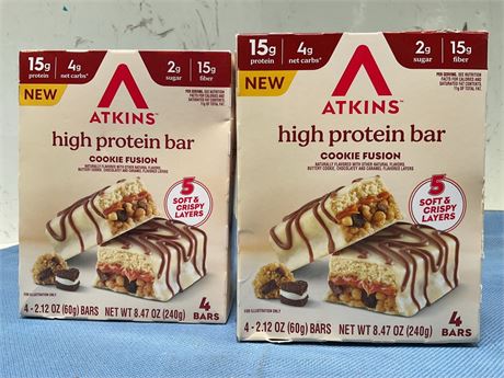 Atkins High Protein Bars, Cookie Fusion Flavor Low Sugar, Keto - 15g Protein -