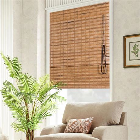 Bamboo Roman Window Blinds Sun Shades, Dark Brown,60W x 72H, Light Filtering