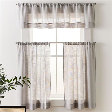 Better Homes & Gardens Linen Blend Light Filtering Rod Pocket Kitchen Curtain