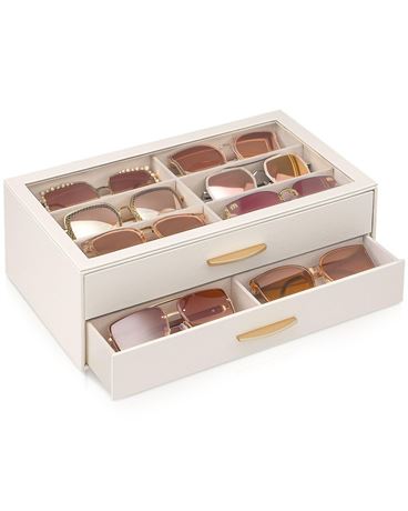 Lolalet Sunglasses Organizer for women, Multi Eyewear Storage Box with Drawer,