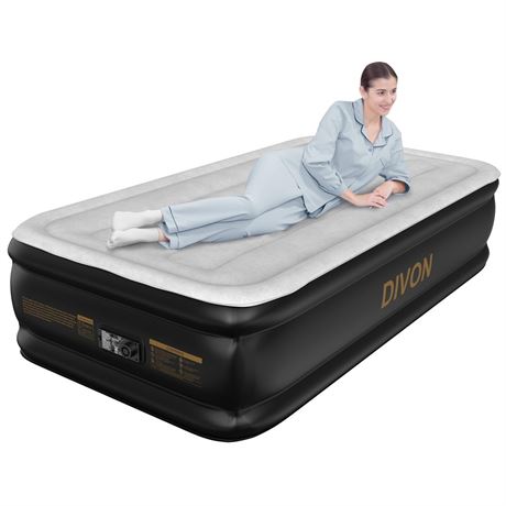 DIVON Twin Air Mattress with Built in Pump Raised,18” Inflatable Mattress with