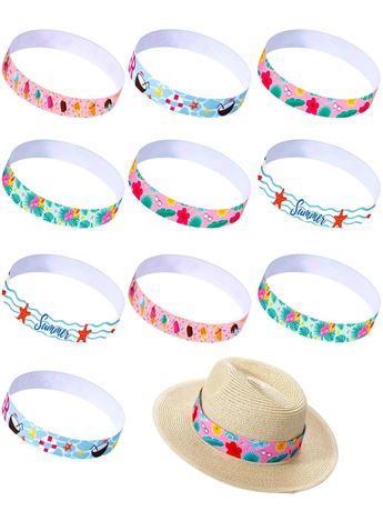 20 Pcs Stretchable Hat Accessories - Summer Beach Sun Hat Band, Western Cowboy