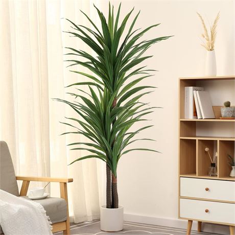 Dracaena Silk Plant Corn Stalk 6ft Tall Faux Plants Indoor Large Fake Plants