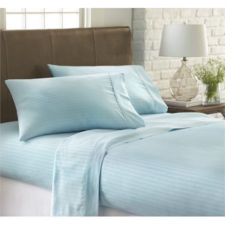 Home Collection Striped Embossed Sheet Set, Blue