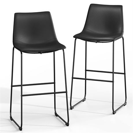 NicBex Retro Bar Stools Crazy-Horse Leather with Metal Legs Barstools, Lounge