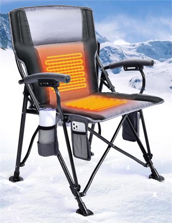 Heated Camping Chair for Adults, Heats Back and Seat, 3 Heat Levels, Fully