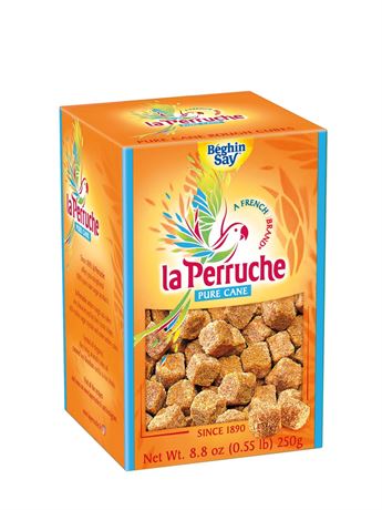 La Perruche Pure Cane Brown Sugar Cubes (250g/8.8oz box) | Ideal Sugar Cubes