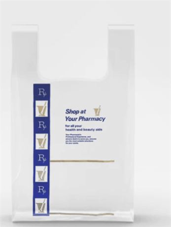 1000 Pack Pharmacy Bag, GS Design White Prescription Bag 12” x 7” x 23”