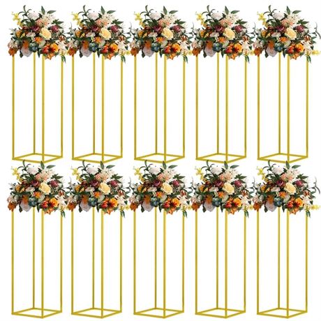 31.5inch 10pcs Gold Wedding Cenerpiece Flower vase, Metal Column Flower Stand,