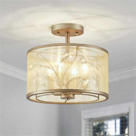 AGV LIGHTING CL022 K9 Crystal Semi Flush Mount Ceiling Light Fixture, Middle