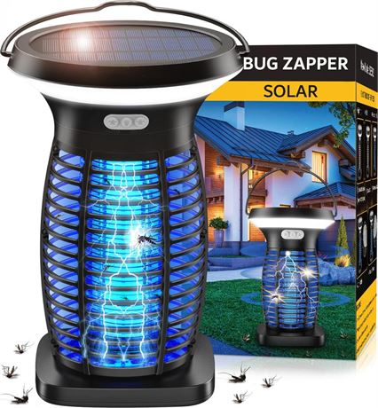 Solar Bug Zapper Outdoor Waterproof, Portable Pest Control Electric Mosquito