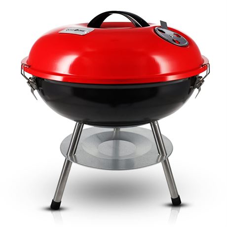 Gas One – 14-inch Portable Barbecue Grill with 3-Point Locking Lid for Heat