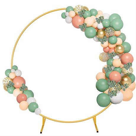 7.2FT Round Backdrop Stand Gold Circle Backdrop Stand Balloon Arch Frame for