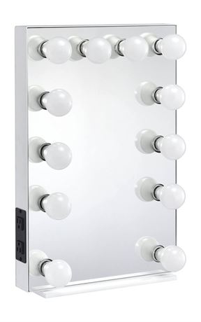 Acme ASA l Rectangle Wooden Frame Accent Mirror with Lighting in White