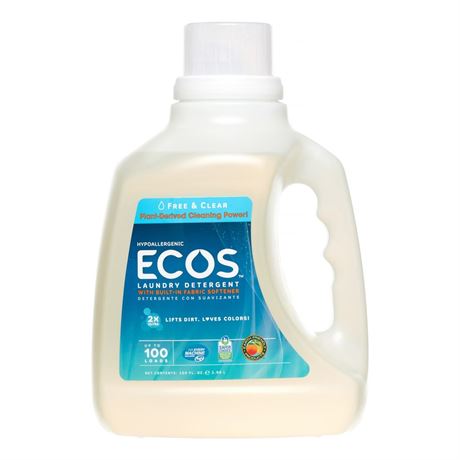 Earth Friendly Products ECOS 2X Ultra Natural Laundry Detergent, Free & Clear,