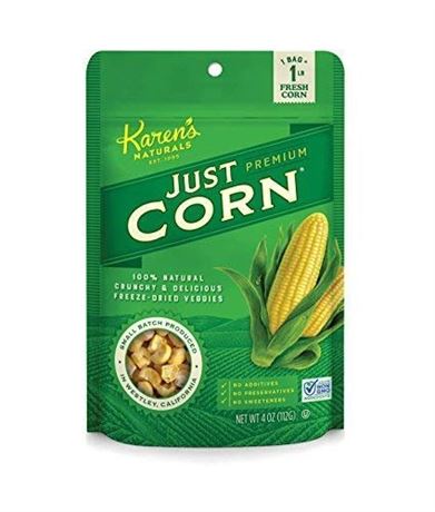 Karen’s Naturals Freeze Dried Corn, 4 oz, No Sugar Added, Healthy Vegetable
