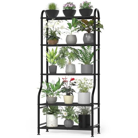 5-Tier Metal Plant Stand - Heavy Duty Indoor Outdoor Flower Shelf for Multiple