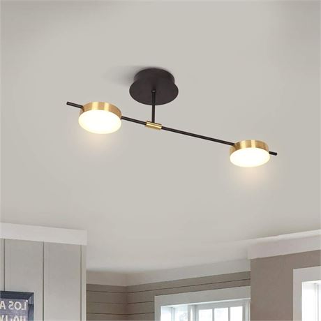 Modern Ceiling Light Fixture, 15W 2-Light Dimmable LED Semi Flush Mount Ceiling