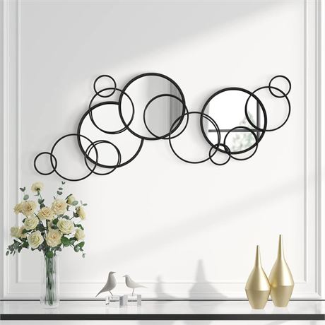 Decorative Wall Mirror, Modern Wall Mirrors for Living Room Decor Black
