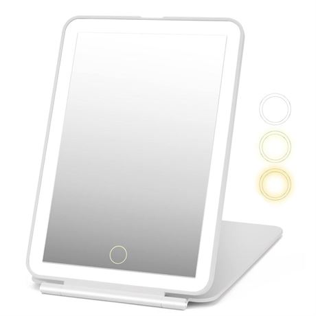 Rechargeable Travel Makeup Mirror with Light, Vanity Mirror with 3 Color