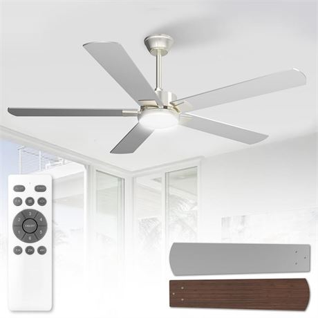 52 Inch Ceiling Fan with Light and Remote, Mid-Century Modern Fan Light for