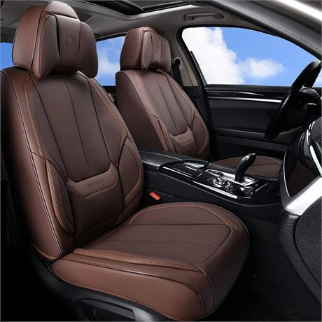 Coverado Front and Back Seat Covers 5 Pieces, Waterproof Nappa Leather Auto