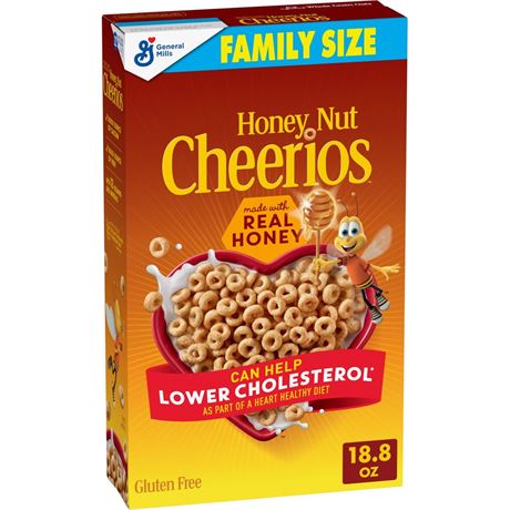 Honey Nut Cheerios, Heart Healthy Cereal, Affirmations Box, Family Size, 18.8 oz