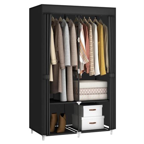 35 Inch Portable Wardrobe Closet for Small Room, Clothing Organizer Storage