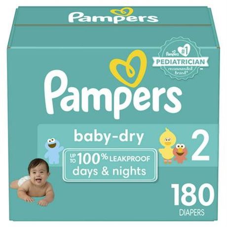 Pampers Baby Dry Diapers Size 2  180 Count (Select for More Options)