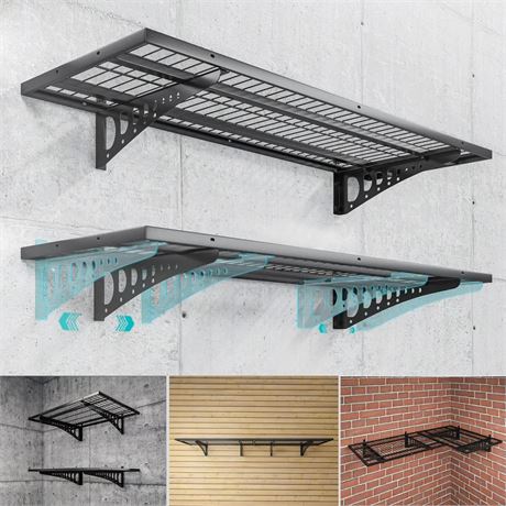 Garage Storage Shelving Wall Mounted, 2 Pack 1.5x3.8ft, Loads 500 lbs Heavy