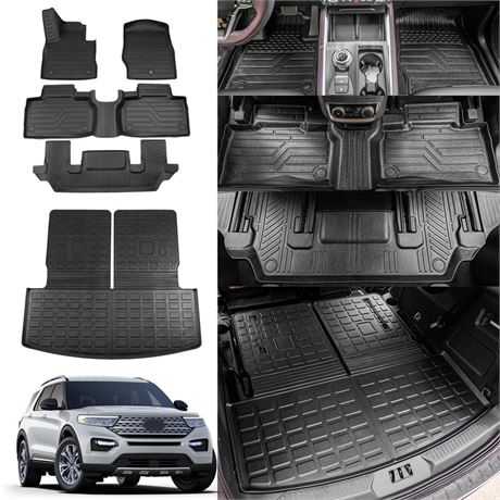 Rongtaod Floor Mats Compatible with 2020-2024 Ford Explorer 6 Seats Trunk Mat