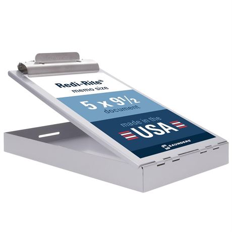Saunders Recycled Aluminum Memo Size Clipboard with Storage, 6x10 Form Holder,