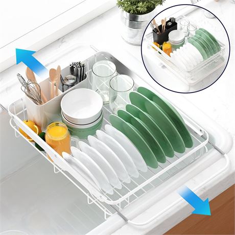 Kitsure Dish Drying Rack for Kitchen Counter, Stainless Steel Sink Organization
