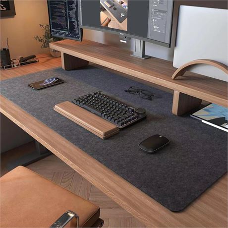 Large Felt Desk Mat,39.4''x19.69'' Non-Slip Desk Mat,Desk Pad Protector for