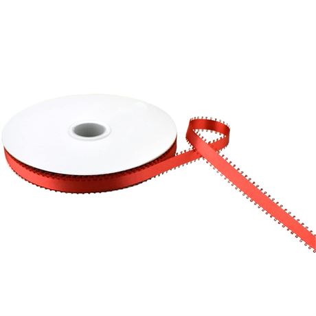 Homeford Picot Edge Double Face Satin Ribbon, 50-Yard (3/8-inch, Red) 3/8" Red