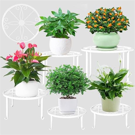 10 in. D x 10 in. W x 6 in. H Metal Plant Stand, Multiple Rustproof Iron Round