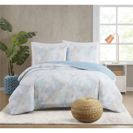Hannah Watercolor King 3 Piece Mulitcolored Microfiber Comforter Set