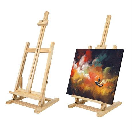 26" Studio Tabletop H-Frame Easel, Hold Canvas up to 24", Fordable Adjustable