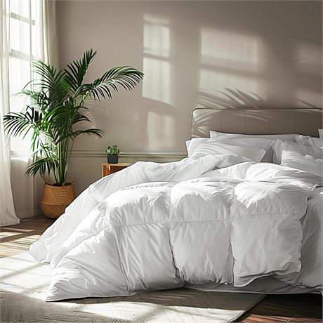 Serta Goose Feather Down Fiber Cotton Comforter Queen Size - 100% Cotton Down