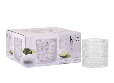 Halo Set of 4 Clear Double Old Fashioned Glasses, 13Oz, Sold by at Home