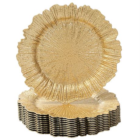 MAONAME Gold Charger Plates Set of 20, Reef Plate Chargers for Dinner Plate,