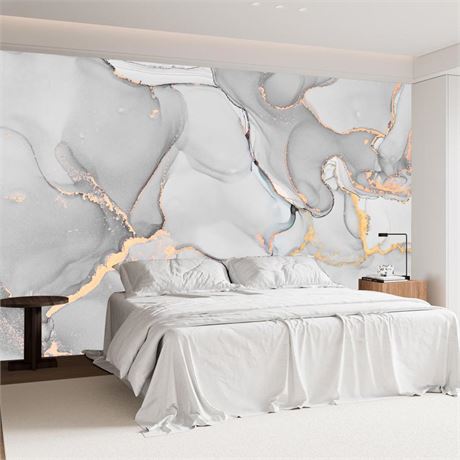 White Marble Wallpaper Abstract Art Wall Mural for Living Room Bedroom (Not