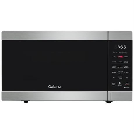 Galanz 0.9 Cu ft Air Fry Countertop Microwave, 900 Watts, Stainless Steel