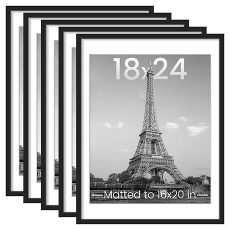 upsimples 18x24 Picture Frame Set of 5, Display Pictures 16x20 with Mat or