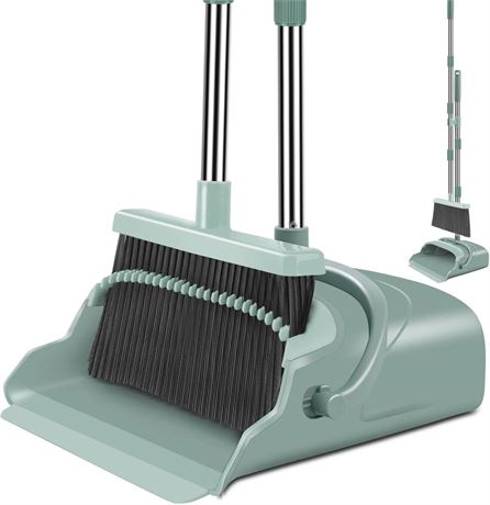 kelamayi Upgrade Broom and Dustpan Set, Large Size and Stiff Broom Dust pan