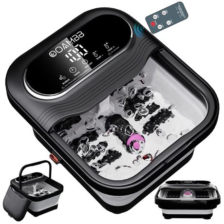 OOAMBB Collapsible Foot Spa with Heat, Bubble and Temp Control, Remote, Foot