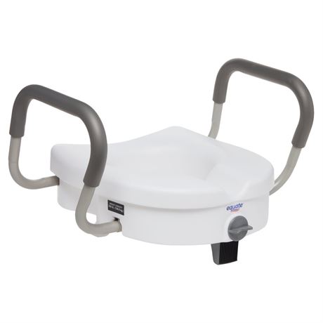 Equate 5" Raised Toilet Seat with Adjustable Handles and Lock, White,